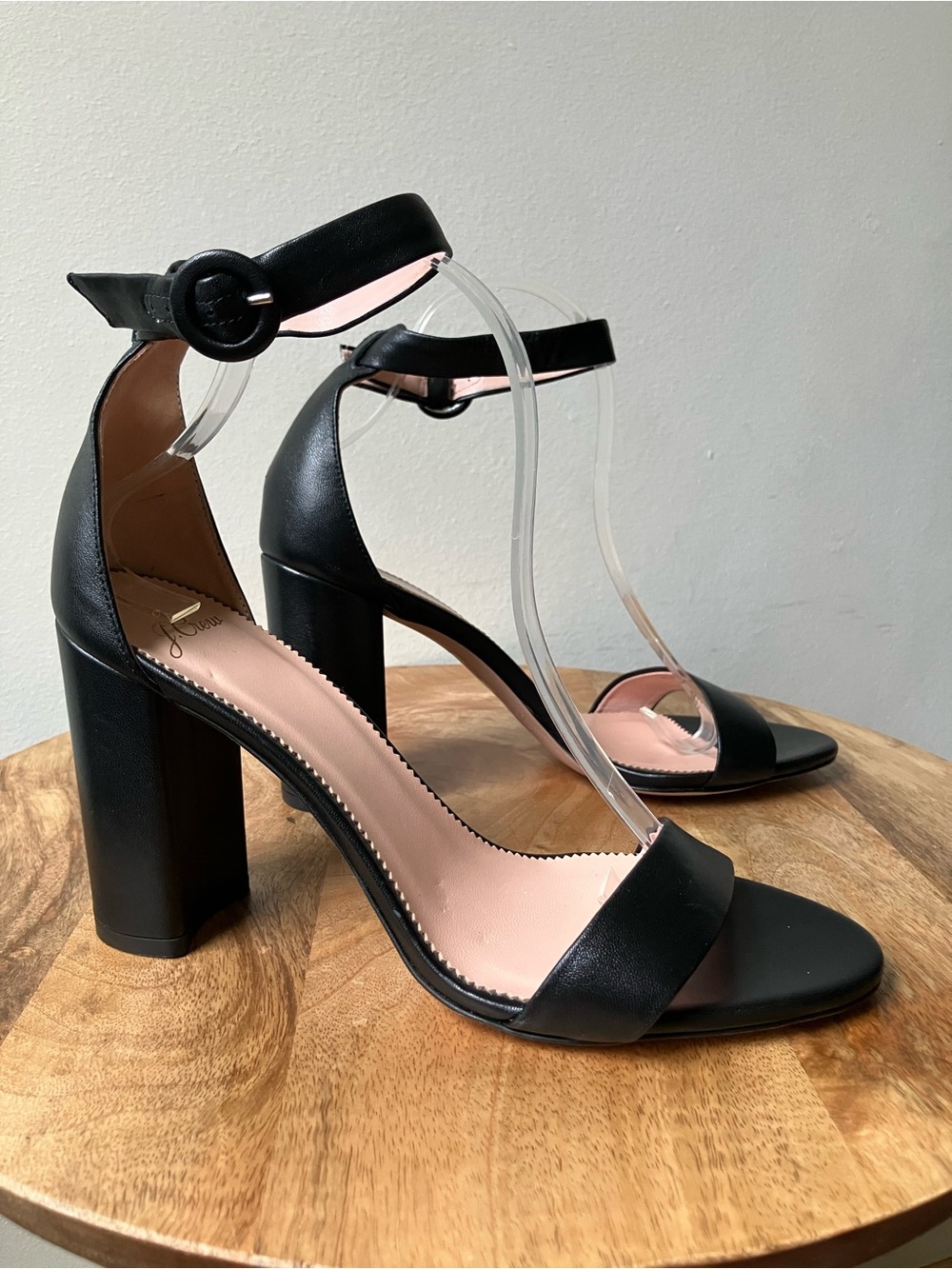 J. Crew | Stella Classic Black Leather Chunky Heeled Sandal